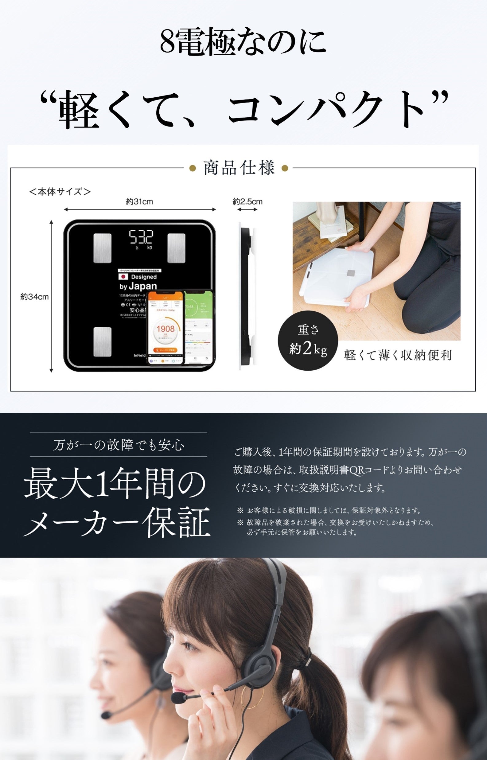 AI×体組成計 プレミアム 8電極 アプリ連動体重計 – INFIELD