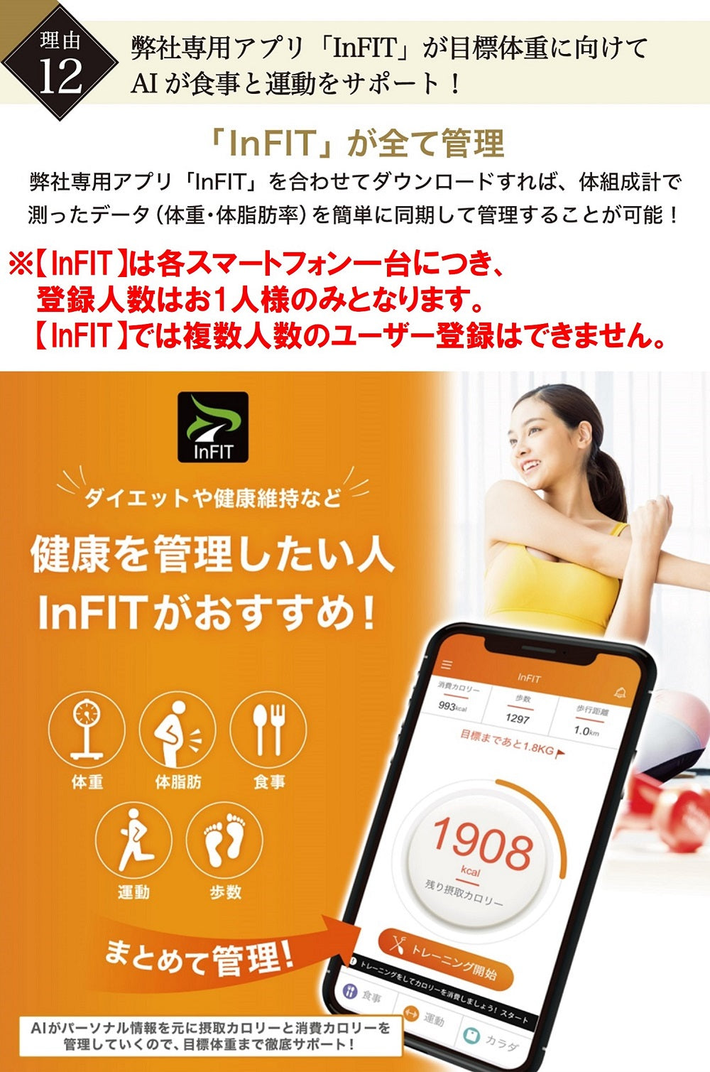 AI×体組成計 アプリ連動体重計